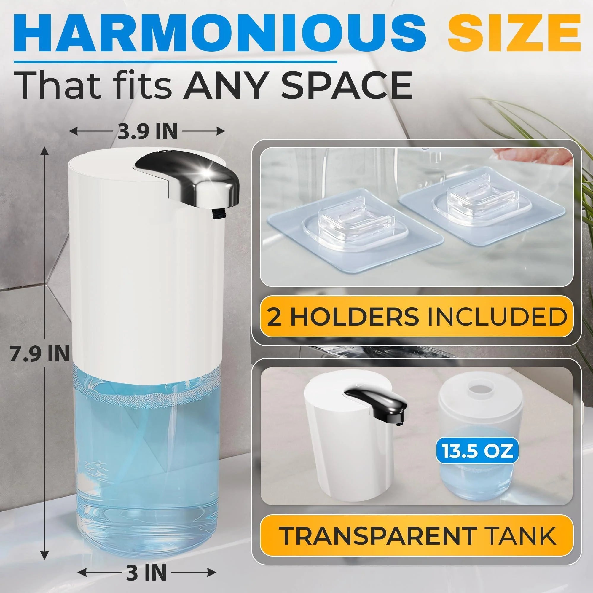 Touchless Automatic Soap Dispenser  13.5 Oz Automatic Hand Soap Dispenser 4 Level Adjustable Foaming Rechargeable & Long Lasting Good for Kitchen Bathroom Hotels Restaurants & Office