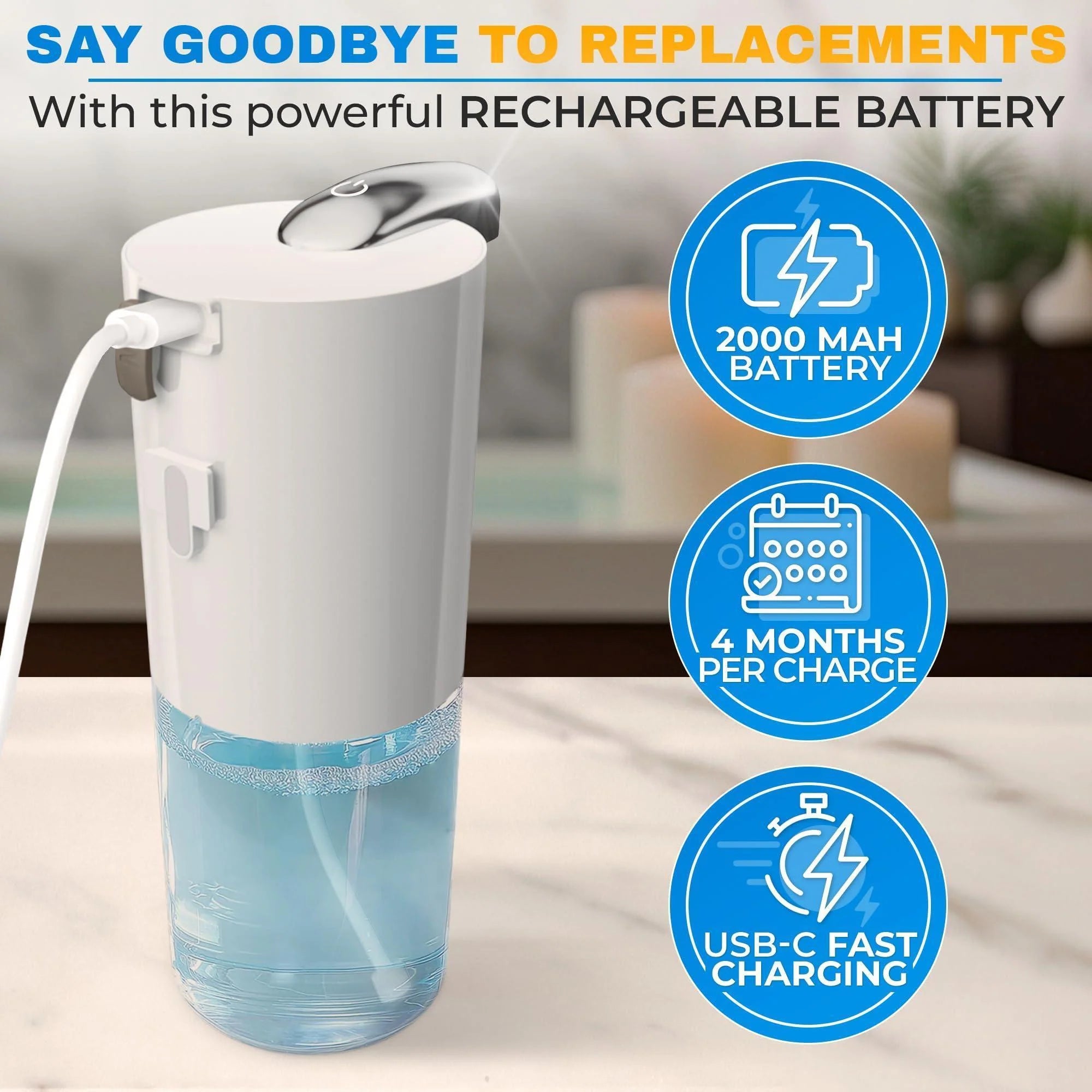 Touchless Automatic Soap Dispenser  13.5 Oz Automatic Hand Soap Dispenser 4 Level Adjustable Foaming Rechargeable & Long Lasting Good for Kitchen Bathroom Hotels Restaurants & Office